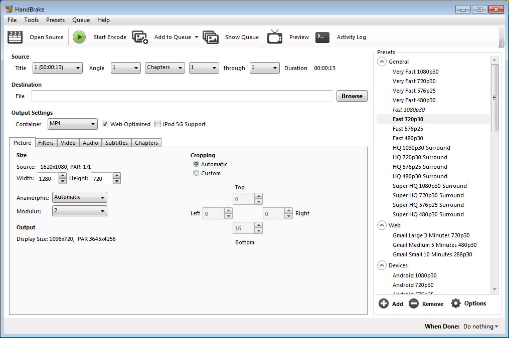 HandBrake settings for enhanced video (max 4mb)